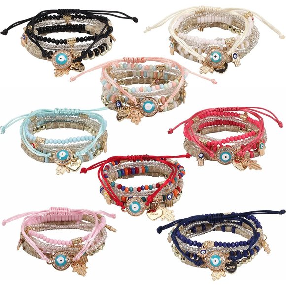 New Bohemian Bracelets for Women Stretch Multilayer Colorful Beads Brace… main image 4